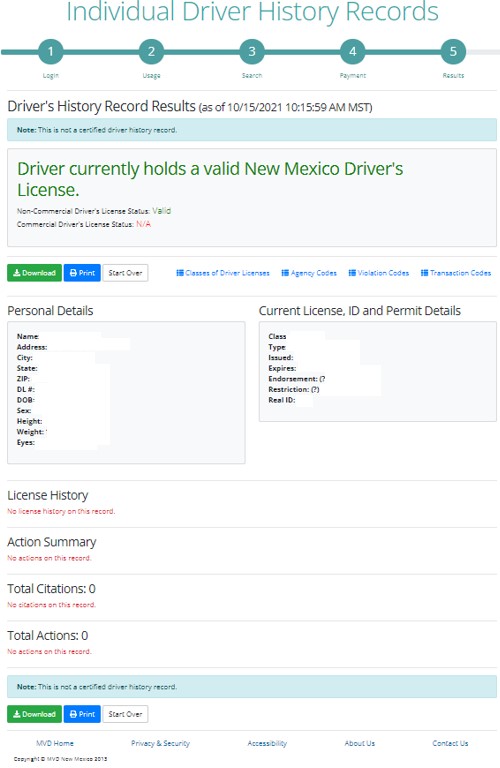 New Mexico S Online Driver History Record System